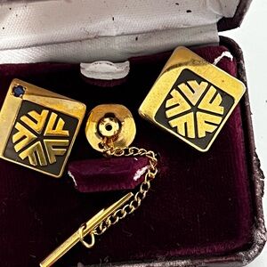 Gold tone and Black Cufflinks Set